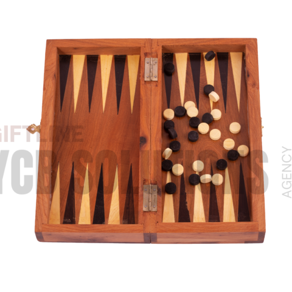 Jeu de Backgammon artisanal en bois avec coffret pliable