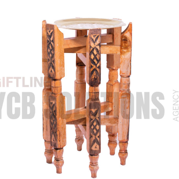 Support artisanal en bois sculpté pour plateau ou objet décoratif