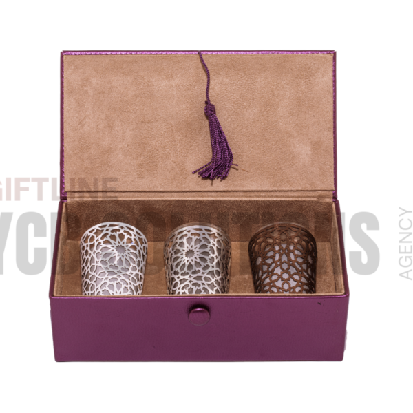 Coffret Cadeau Photophores Marocains – Set de 3 en Verre et Métal Découpé