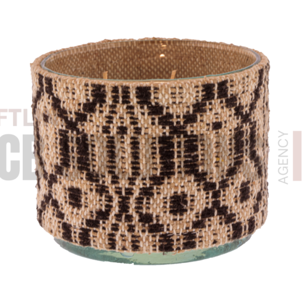 Bougie Décorative Artisanale en Verre Habillé de Tissu