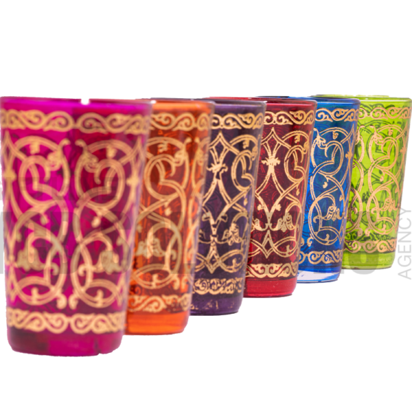 Lot de verres marocains peints à la main (verres à thé traditionnels)