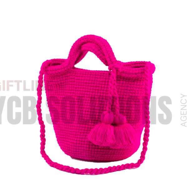 Panier au crochet fait main – Style bohème " Rose magenta"