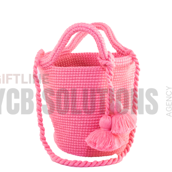 Panier au crochet fait main – Style bohème " Rose fuchsia"