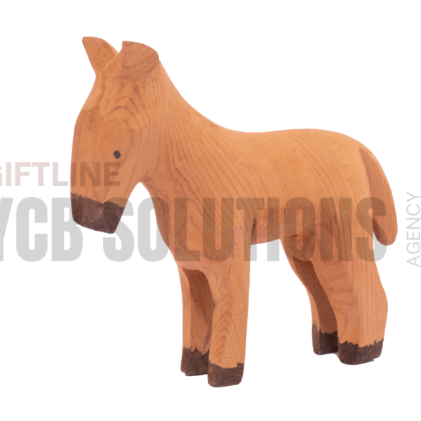 Âne décoratif artisanal en bois naturel