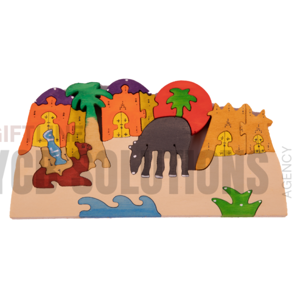 Puzzle décoratif en bois – scène animale