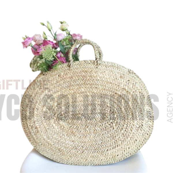 Panier artisanal rond en paille
