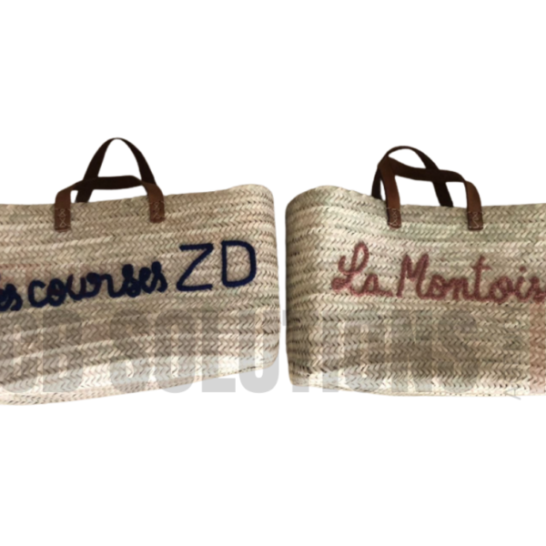 Panier cabas artisanal en paille personnalisé