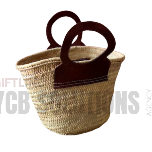 Panier rond artisanal en paille