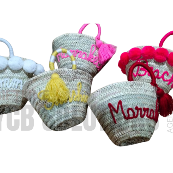 Mini paniers artisanaux en paille personnalisés