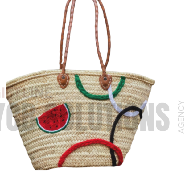 Panier Cabas Tressé Motif Pastèque